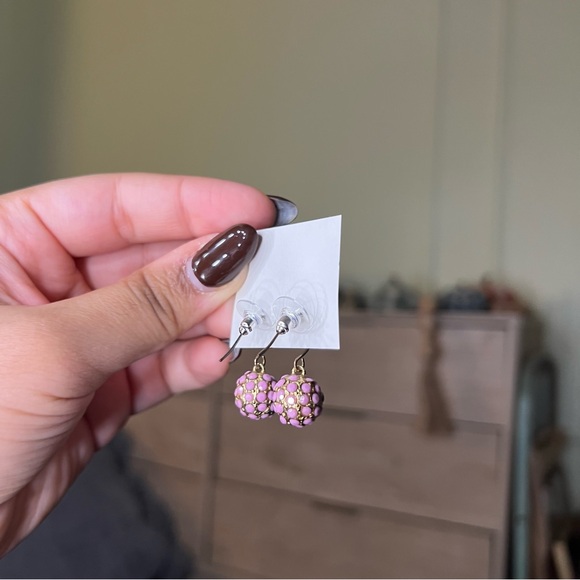 Handmade Pastel Pink Circle Gem Small Casual Cute Drop Earrings Jewelry Accessor - Picture 11 of 16